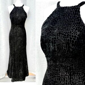 Georgiou Y2K black burnt velvet maxi gown dress